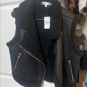 NWT Madden Girl Black Shearling Vest